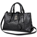 Bottega Veneta Intrecciato Small Rome Bag 2-Way Handbag Leather Black