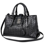 Bottega Veneta Intrecciato Small Rome Bag 2-Way Handbag Leather Black