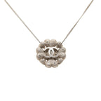Chanel CC Logo Necklace Silver Metal Rhinestone — view 2