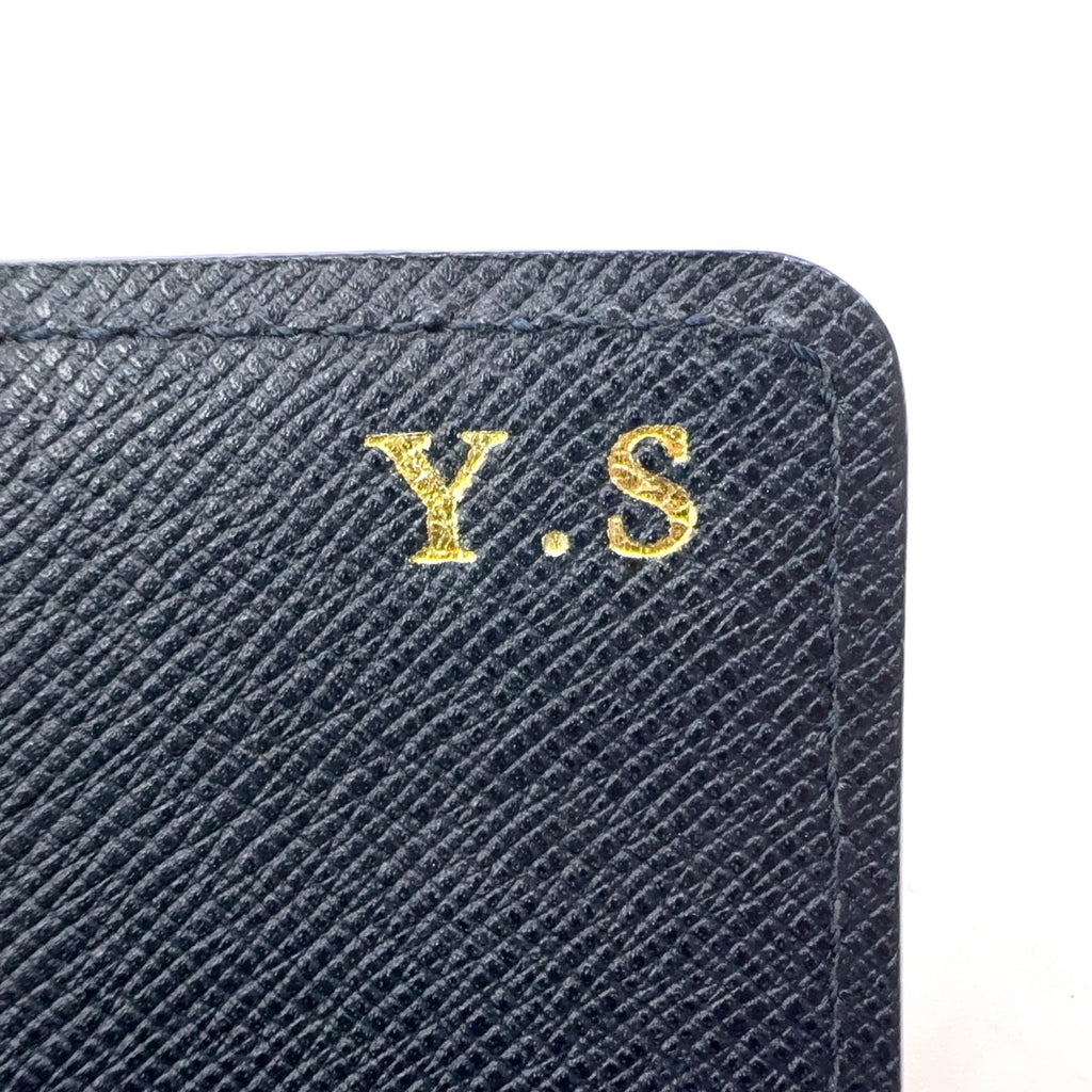 Louis Vuitton Portefeuille Sarah Cuir Utah Initials Leather Navy Wallet Gold — view 5