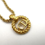 Dior CD Logo Round Gold Plated Necklace — view 9