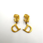 Dior CD Logo Swing Gold Plated Earrings — view 7