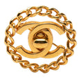 Chanel CC Logo Vintage Turnlock Chain Brooch Gold Plated
