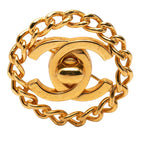 Chanel CC Logo Vintage Turnlock Chain Brooch Gold Plated