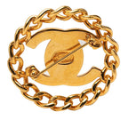 Chanel CC Logo Vintage Turnlock Chain Brooch Gold Plated — view 2