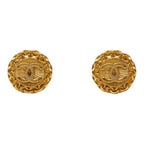 Chanel CC Logo Vintage Earrings Gold Plated — view 2