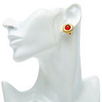 Chanel Gripoix Vintage Earrings Gold Red Plated — view 5