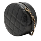 Chanel CC Logo Quilted Chain Shoulder Bag Black Caviar Leather — view 2