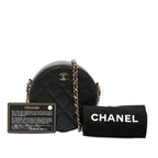 Chanel CC Logo Quilted Chain Shoulder Bag Black Caviar Leather — view 7