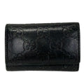 Gucci Key Case Guccissima Line Black 6 Hook Leather Key Holder
