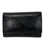 Gucci Key Case Guccissima Line Black 6 Hook Leather Key Holder