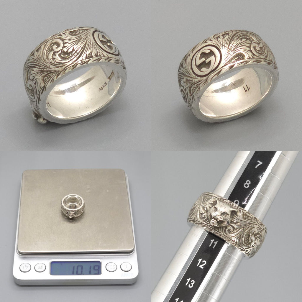 Gucci Cat Head Ring Interlocking Arabesque Sterling Silver — view 5