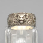 Gucci Cat Head Ring Interlocking Arabesque Sterling Silver