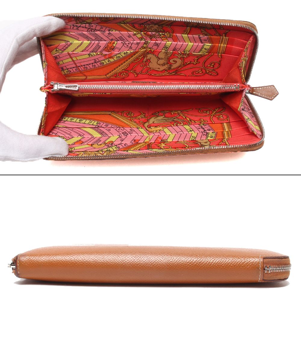 Hermes Zip Around Wallet Silver Azap Long Silk In