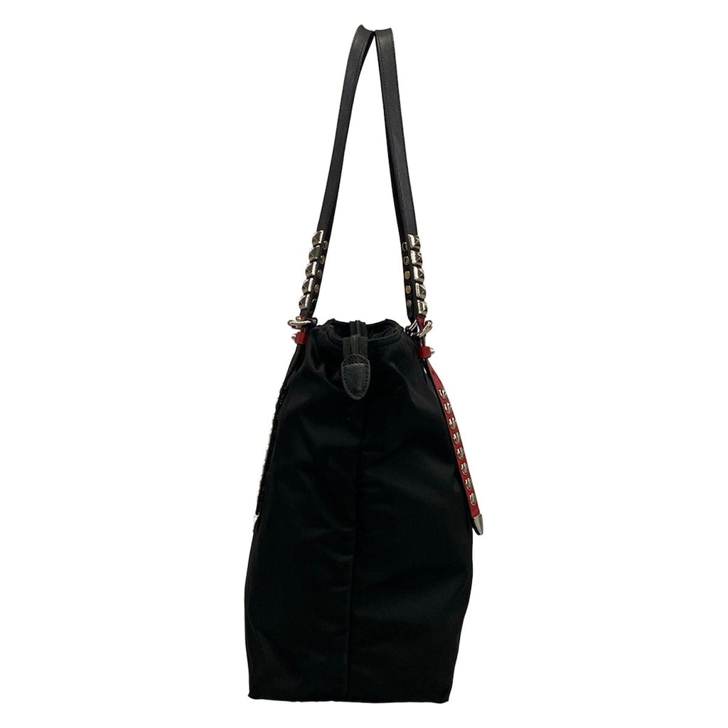 Prada Shoulder Bag Black Red Studded Leather — view 2