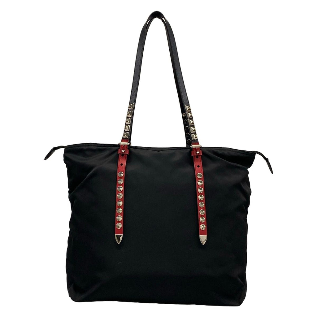 Prada Shoulder Bag Black Red Studded Leather — view 3