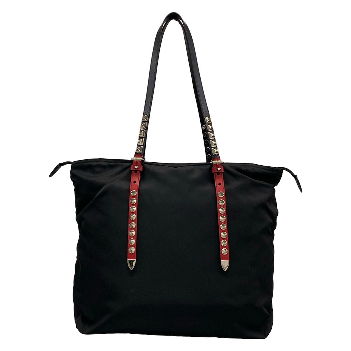 Prada Shoulder Bag Black Red Studded Leather — view 3