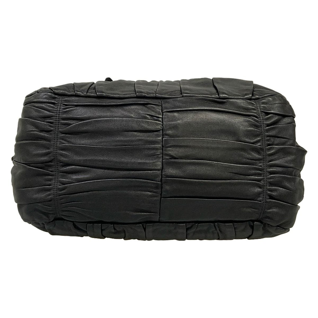 Prada Handbag Gather Bag Black Leather — view 5