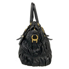 Prada Handbag Gather Bag Black Leather — view 4