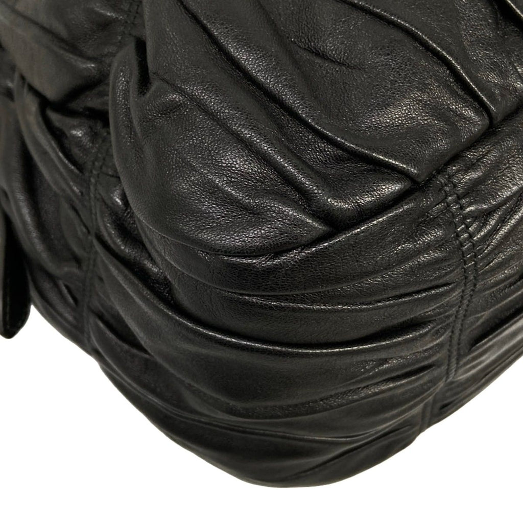 Prada Handbag Gather Bag Black Leather — view 6