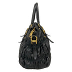 Prada Handbag Gather Bag Black Leather — view 2