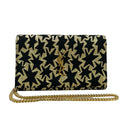 Saint Laurent Paris Wallet Black Gold Chain Strap Removable Star Pattern Leather