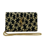 Saint Laurent Paris Wallet Black Gold Chain Strap Removable Star Pattern Leather