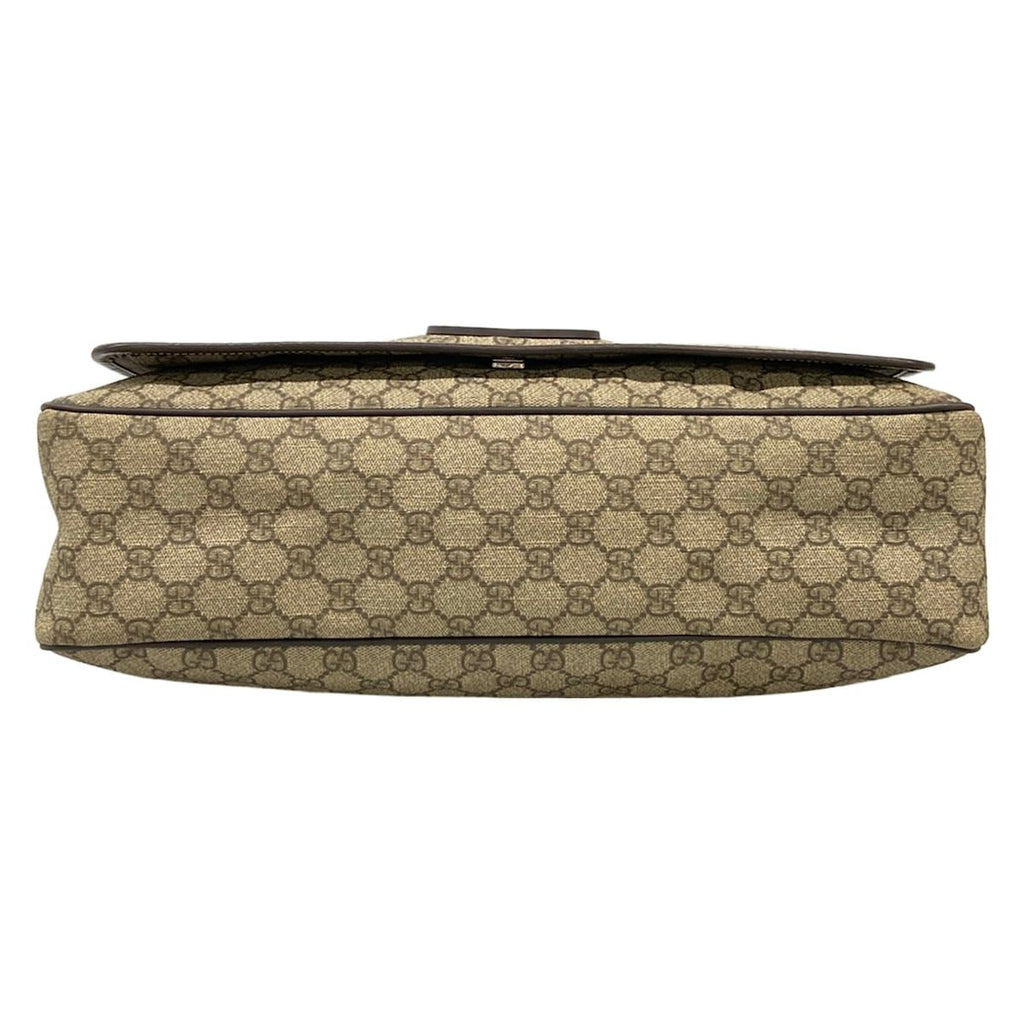 Gucci Shoulder Bag Interlocking GG Supreme Beige Ebony Dark Brown Leather — view 5