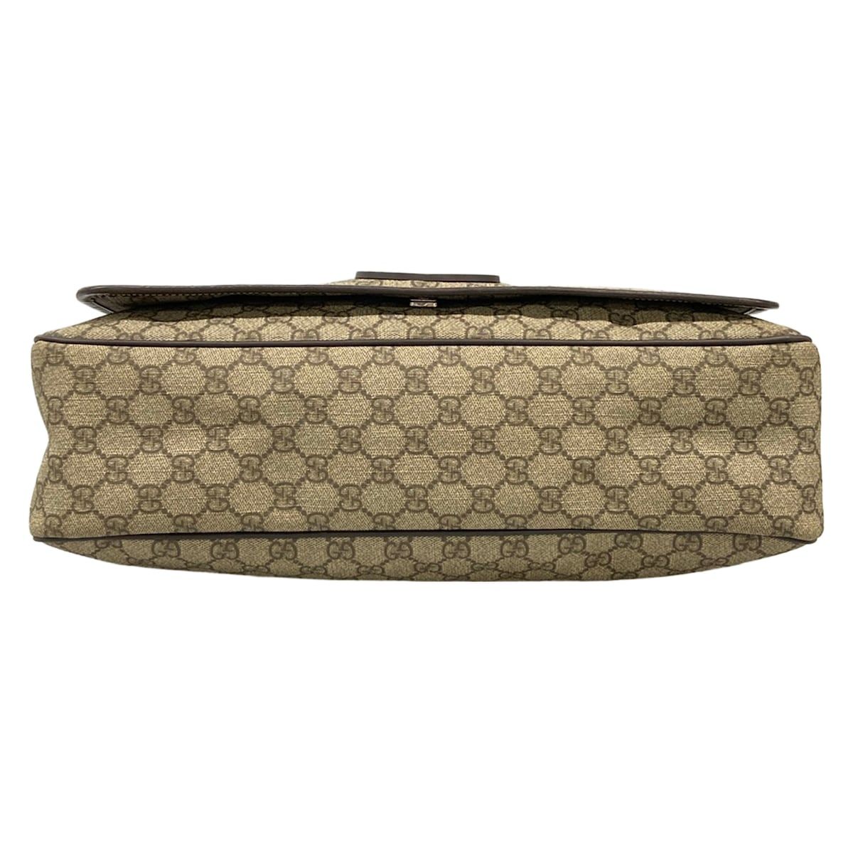 Gucci Shoulder Bag Interlocking GG Supreme Beige Ebony Dark Brown Leather — view 5