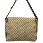 Gucci Shoulder Bag Interlocking GG Supreme Beige Ebony Dark Brown Leather — view 3