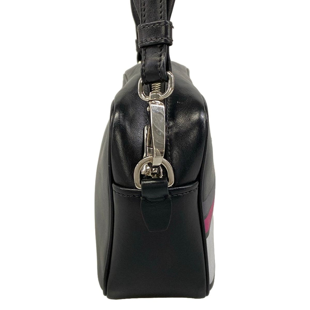 Prada Shoulder Bag Black Purple Gray Leather — view 2