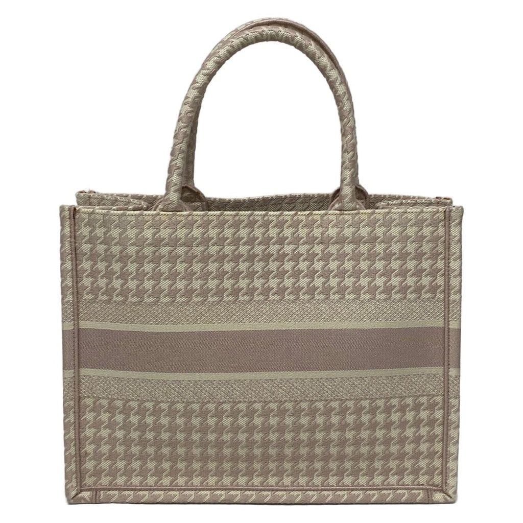 Dior Tote Book Vintage Small Light Pink Ivory Houndstooth — view 3