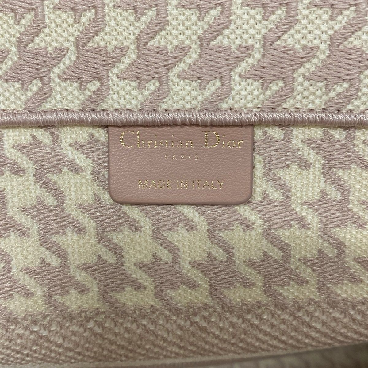 Dior Tote Book Vintage Small Light Pink Ivory Houndstooth — view 8