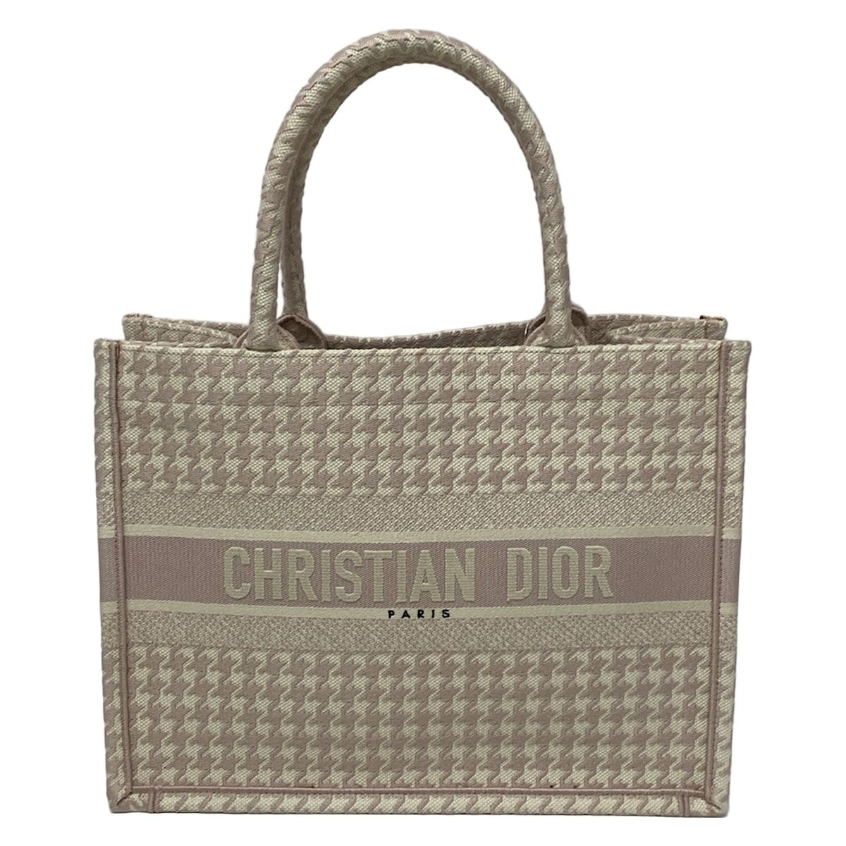 Dior Tote Book Vintage Small Light Pink Ivory Houndstooth
