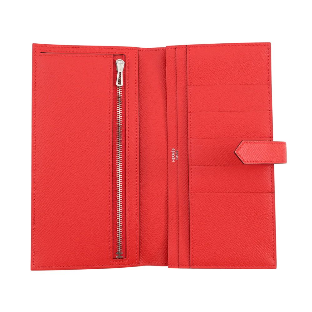 Hermes Wallet Bearn Souffle Depth Yes Rouge Tomato Silver Epsom — view 4