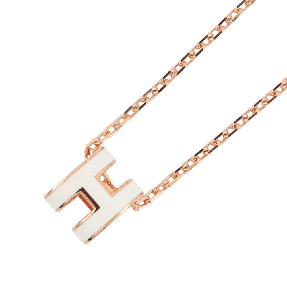 Hermes Necklace Mini Pop White Pink Gold