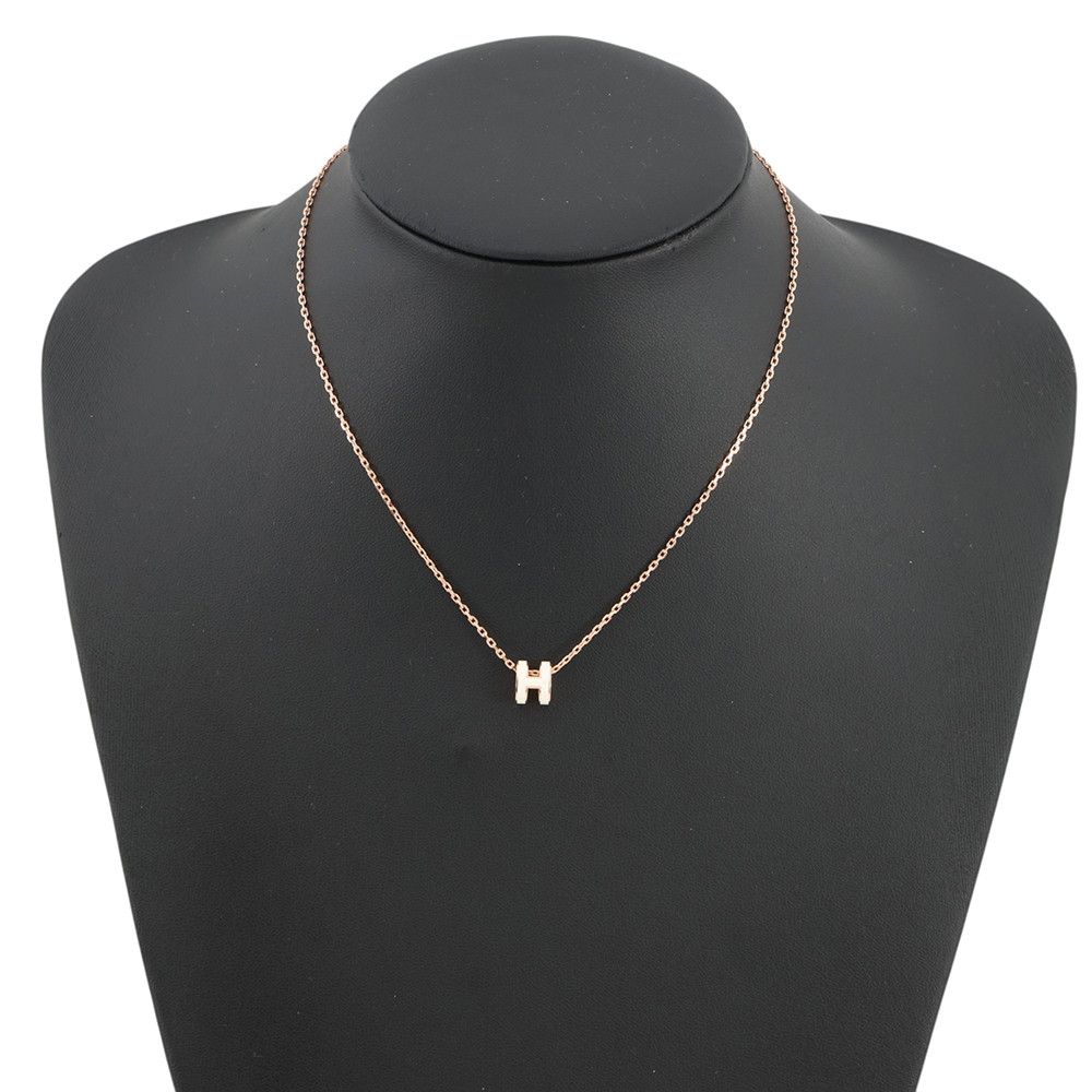 Hermes Necklace Mini Pop White Pink Gold — view 4