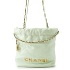 Chanel 22 Mini CC Logo Shiny Calfskin 2-Way Shoulder