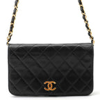 Chanel Chain Shoulder Bag Quilted CC Logo Lambskin Black
