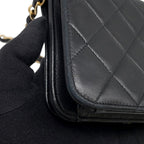 Chanel Chain Shoulder Bag Quilted CC Logo Lambskin Black — view 6