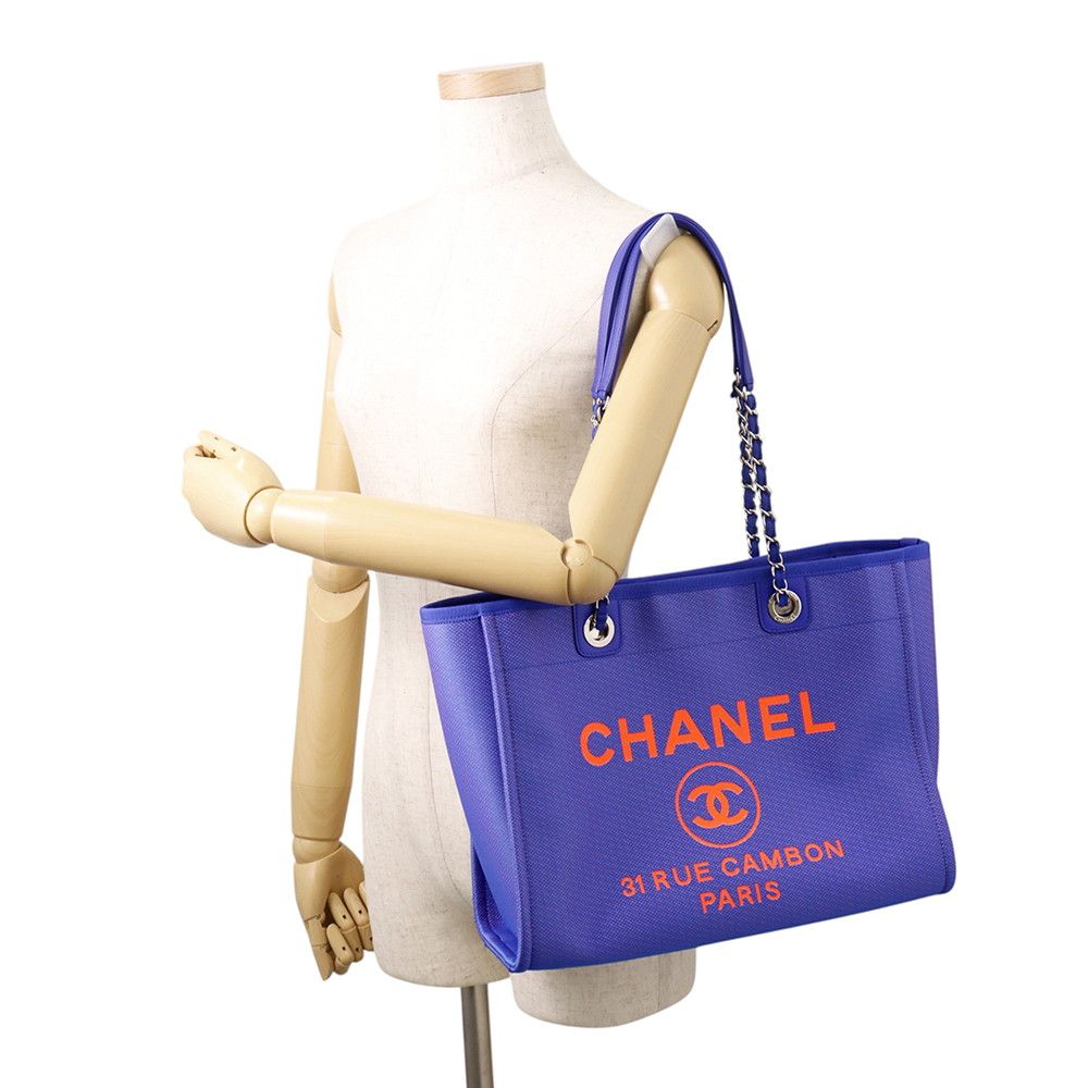 Chanel Tote Deauville Line Shopping Logo Canvas Chain — view 4
