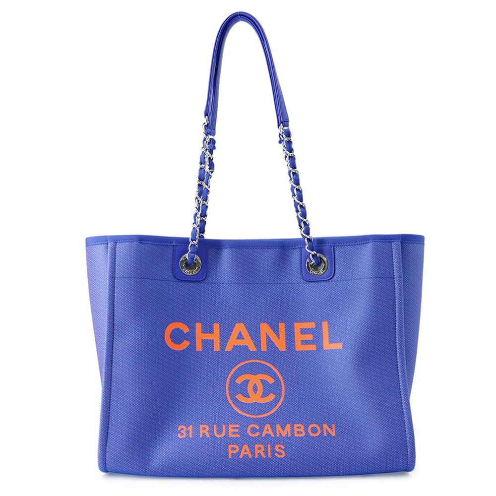 Chanel Tote Deauville Line Shopping Logo Canvas Chain