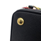 Prada Galleria Flower Saffiano 2-Way Shoulder Bag Black — view 7