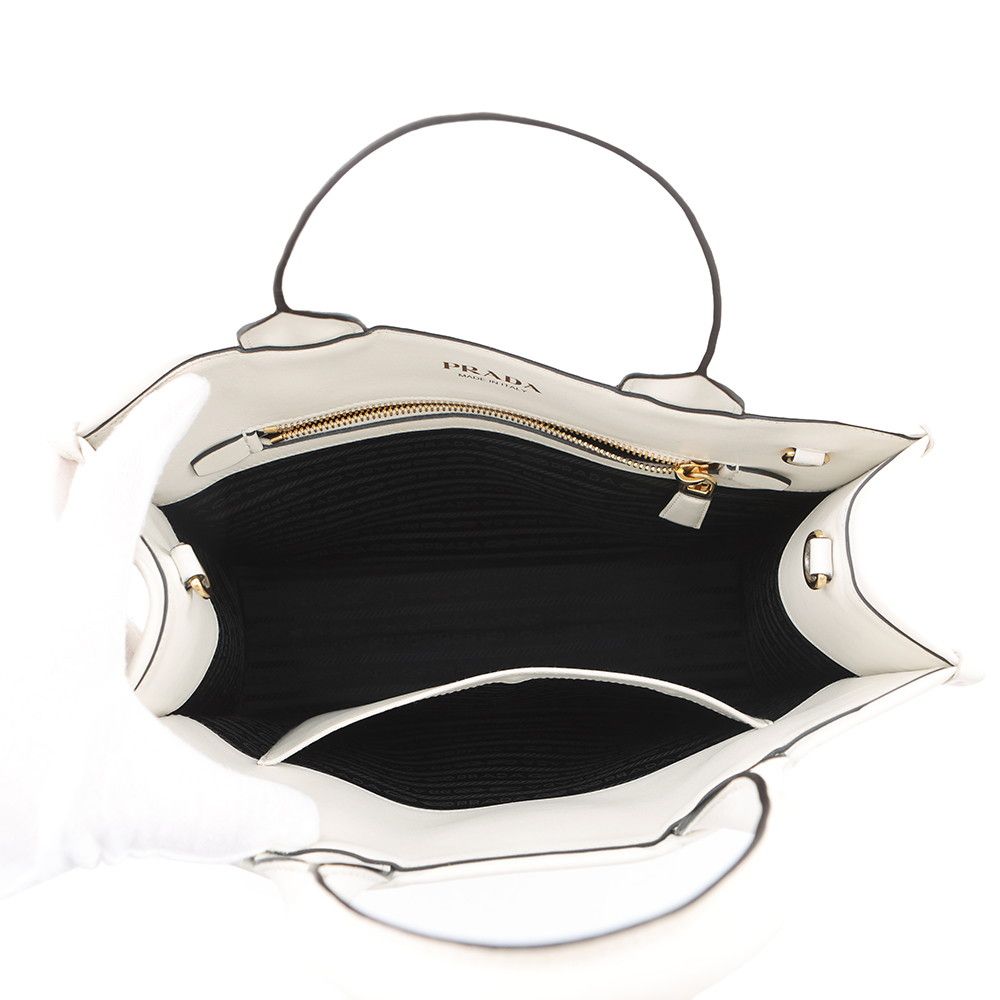 Prada Handbag Symbol Topstitch Small Leather 2-Way White — view 6