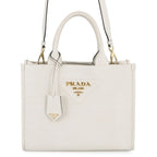 Prada Handbag Symbol Topstitch Small Leather 2-Way White