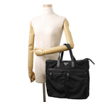 Prada Tote Business Nylon Leather 2-Way Shoulder Bag Black — view 4