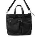 Prada Tote Business Nylon Leather 2-Way Shoulder Bag Black