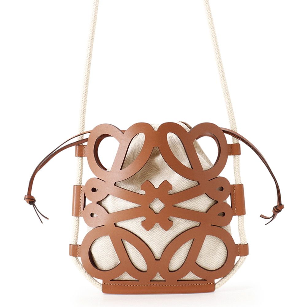 Loewe Shoulder Bag Anagram Cutout Leather Canvas