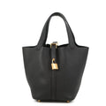 Hermes Handbag Picotin Lock PM Black Gold Taurillon Clemence