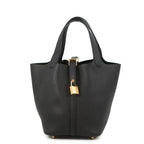 Hermes Handbag Picotin Lock PM Black Gold Taurillon Clemence